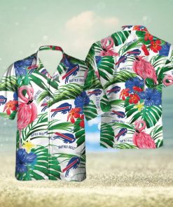 Buffalo Bills Hawaiian Shirt Flamingos Tropical Leaves Summer Gift For Friend  NFL Hawaiian Shirt