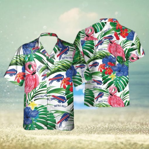 Buffalo Bills Hawaiian Shirt Flamingos Tropical Leaves Summer Gift For Friend  NFL Hawaiian Shirt
