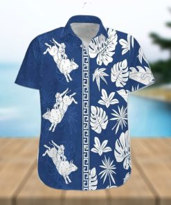 Bull Riding White Leaves Hawaiian Shirt