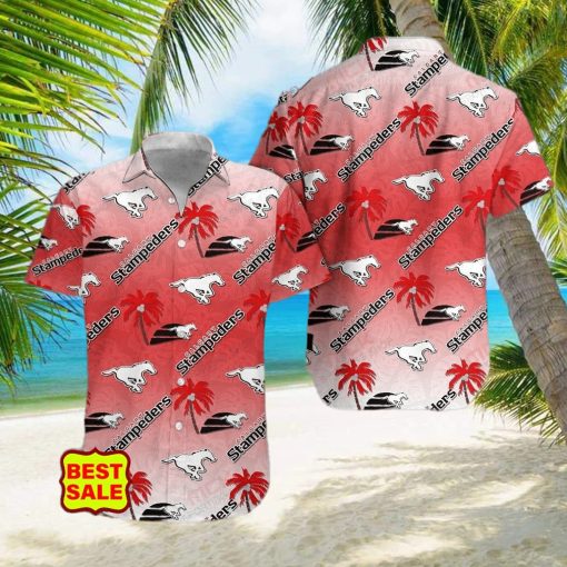 CFL Team Calgary Stampeders Aloha Style 4 Big Logo Hawaiian Shirt