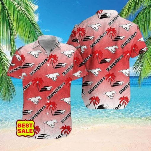 CFL Team Calgary Stampeders Aloha Style 4 Big Logo Hawaiian Shirt