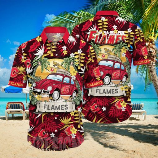 Calgary Flames NHL Flower Unisex Hawaiian Shirt