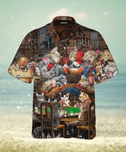 Cat Playing Poker At The Midnight Hawaiian Shirt