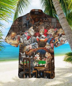 Cat Playing Poker At The Midnight Hawaiian Shirt