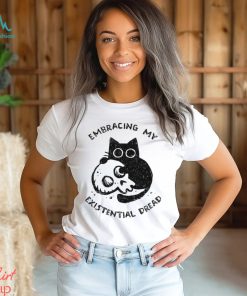 Cat with a skull Embracing My Existential Dread art shirt