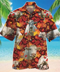 Charolais Cattle Autumn Leaves Hawaiian Shirt Aloha Shirt For Men Women