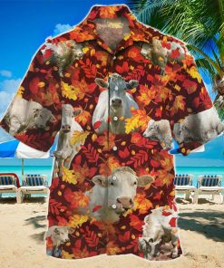 Charolais Cattle Autumn Leaves Hawaiian Shirt Aloha Shirt For Men Women