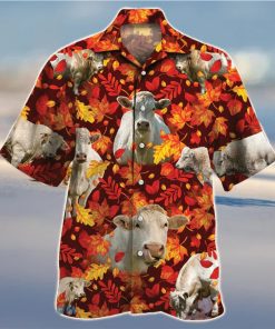 Charolais Cattle Autumn Leaves Hawaiian Shirt