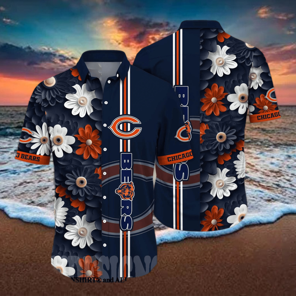 Chicago Bears Summer Flower 3D Hawaiian Shirt - Lelemoon