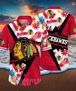 Chicago Blackhawks NHL Flower All Over Printed Classic Hawaiian Shirt