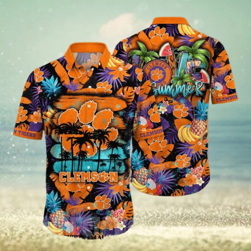 Clemson Tigers NCAA Floral Full Printed 3D Hawaiian Shirt