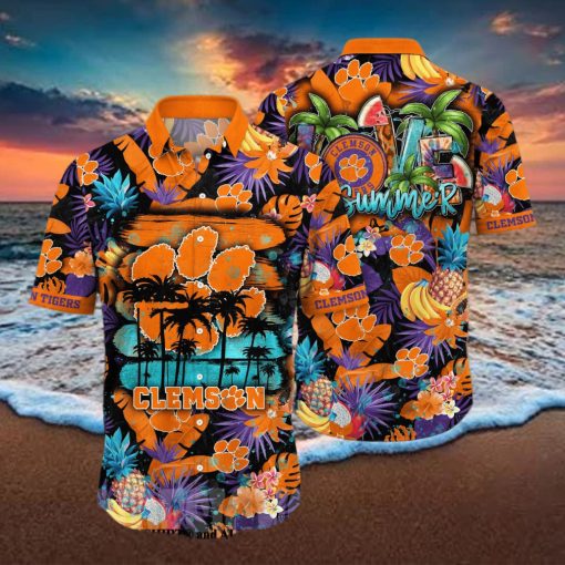 Clemson Tigers NCAA Floral Full Printed 3D Hawaiian Shirt