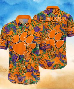 Clemson Tigers NCAA Flower Full Print 3D Hawaiian Shirt