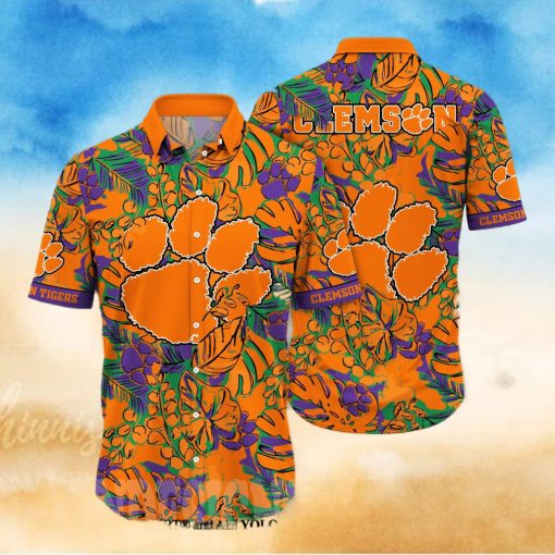 Clemson Tigers NCAA Flower Full Print 3D Hawaiian Shirt