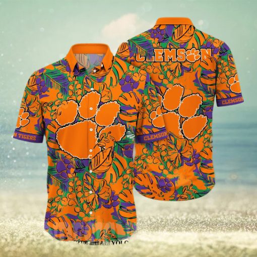 Clemson Tigers NCAA Flower Full Print 3D Hawaiian Shirt