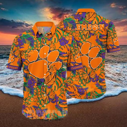 Clemson Tigers NCAA Flower Full Print 3D Hawaiian Shirt