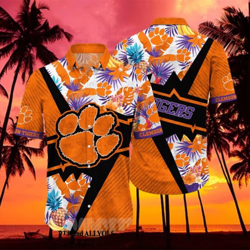 Clemson Tigers NCAA Flower Unisex Full Printed Hawaiian Shirt