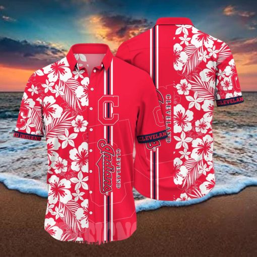 Cleveland Indians MLB Flower All Over Printed 3D Hawaiian Shirt