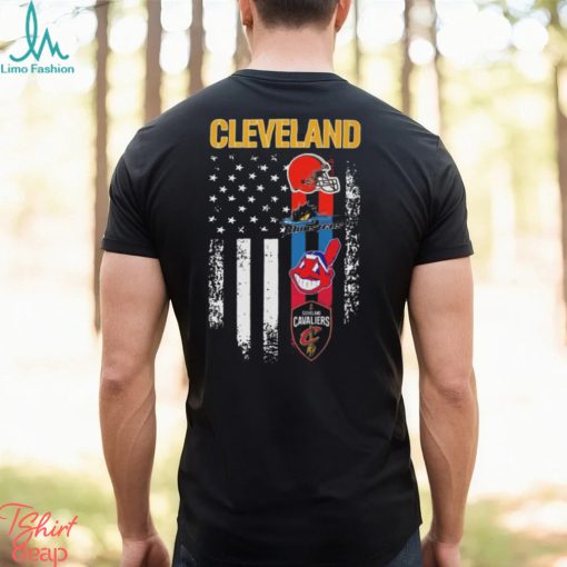 Cleveland Team Sports Cleveland Browns Cleveland Cleveland Monsters Cleveland Indians And Cleveland Cavaliers USA Flag 2023 Shirt