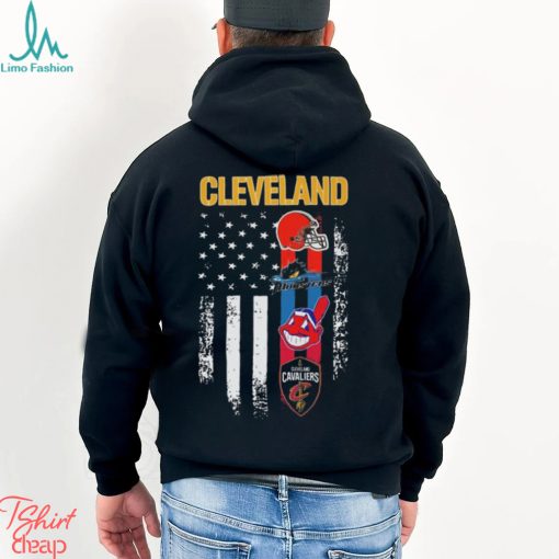 Cleveland Team Sports Cleveland Browns Cleveland Cleveland Monsters Cleveland Indians And Cleveland Cavaliers USA Flag 2023 Shirt