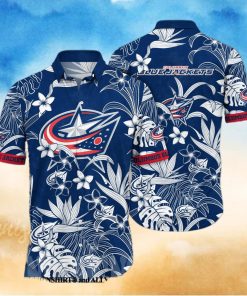 Columbus Blue Jackets NHL Flower Classic All Over Print Hawaiian Shirt