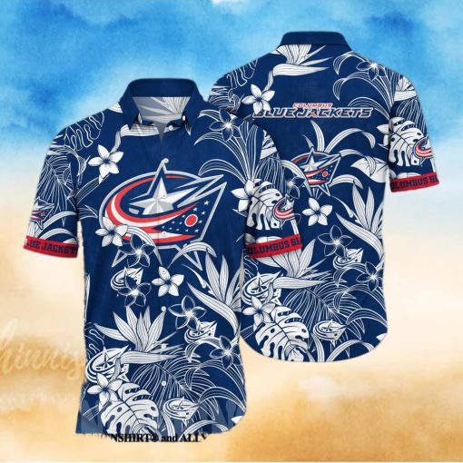 Columbus Blue Jackets NHL Flower Classic All Over Print Hawaiian Shirt