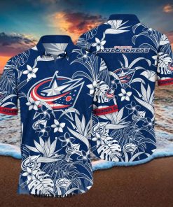 Columbus Blue Jackets NHL Flower Classic All Over Print Hawaiian Shirt