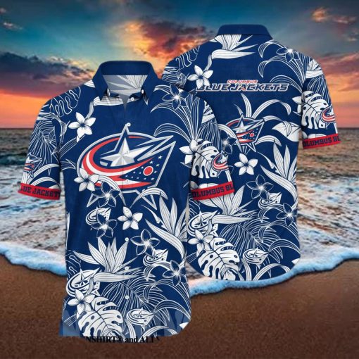 Columbus Blue Jackets NHL Flower Classic All Over Print Hawaiian Shirt