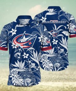 Columbus Blue Jackets NHL Flower Classic All Over Print Hawaiian Shirt