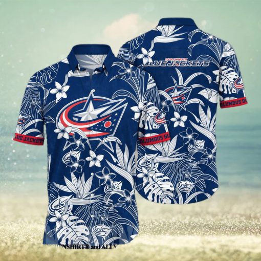 Columbus Blue Jackets NHL Flower Classic All Over Print Hawaiian Shirt