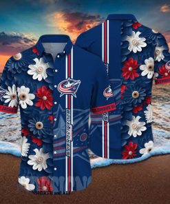 Columbus Blue Jackets NHL Flower Full Printing Classic Hawaiian Shirt