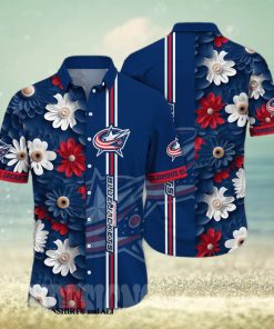 Columbus Blue Jackets NHL Flower Full Printing Classic Hawaiian Shirt