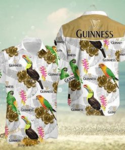 Cool Guinness Funny Hawaiian Shirt Colored Birds Hibiscus Flowers