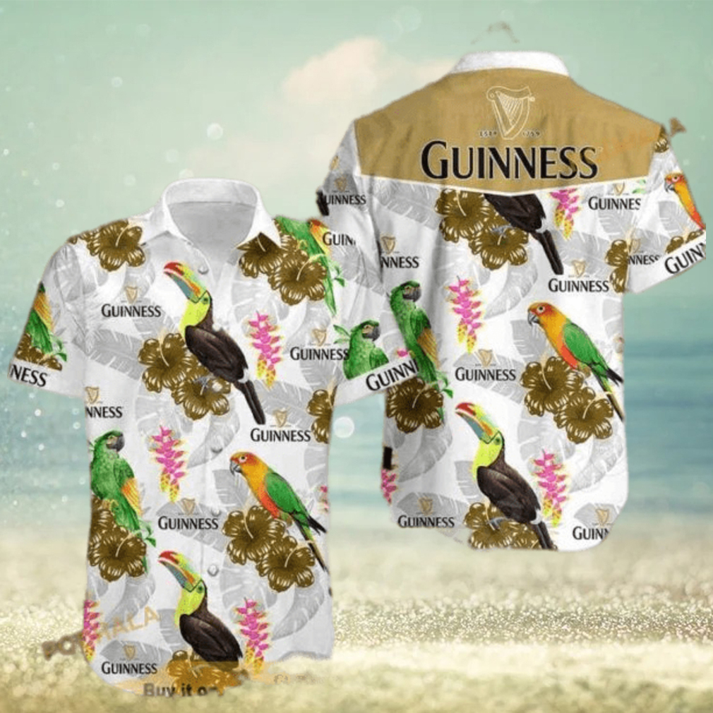 Cool Guinness Funny Hawaiian Shirt Colored Birds Hibiscus Flowers Cool Guinness Funny Hawaiian Shirt Colored Birds Hibiscus Flowers