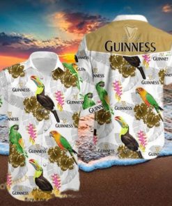 Cool Guinness Funny Hawaiian Shirt Colored Birds Hibiscus Flowers