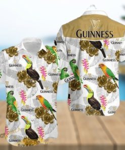 Cool Guinness Funny Hawaiian Shirt Colored Birds Hibiscus Flowers
