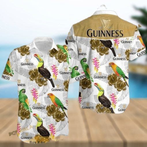 Cool Guinness Funny Hawaiian Shirt Colored Birds Hibiscus Flowers