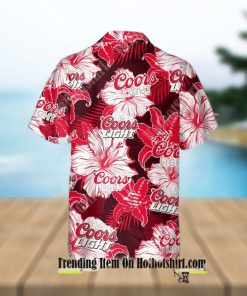 Coors Light Beer Hibiscus Pattern Beach Hawaiian Shirt