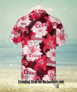 Coors Light Beer Hibiscus Pattern Beach Hawaiian Shirt