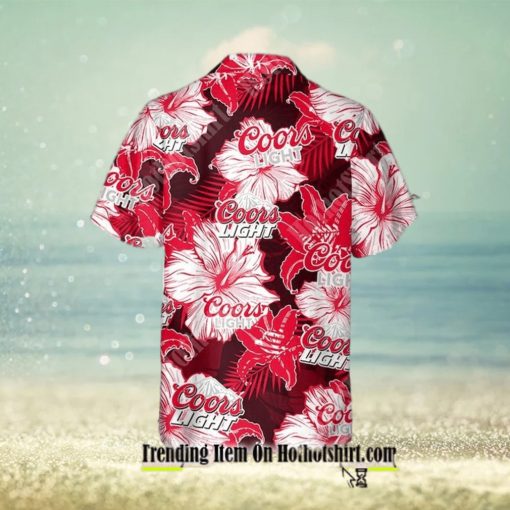 Coors Light Beer Hibiscus Pattern Beach Hawaiian Shirt