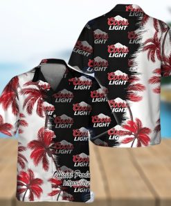 Coors Light Beer Palm Trees Short Sleeve Hawaiian Shirt