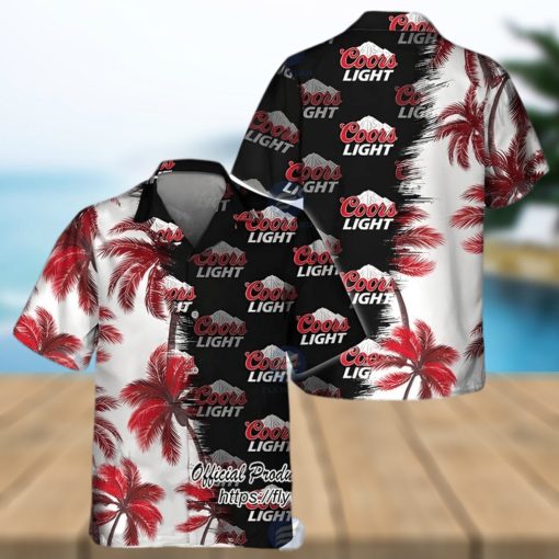 Coors Light Beer Palm Trees Short Sleeve Hawaiian Shirt