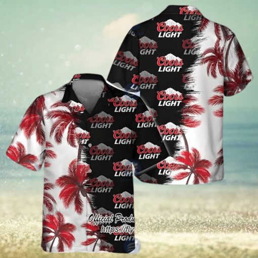 Coors Light Beer Palm Trees Short Sleeve Hawaiian Shirt