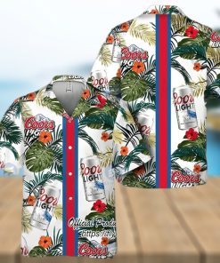 Coors Light Beer Red Stripe Aloha Hawaiian Shirt