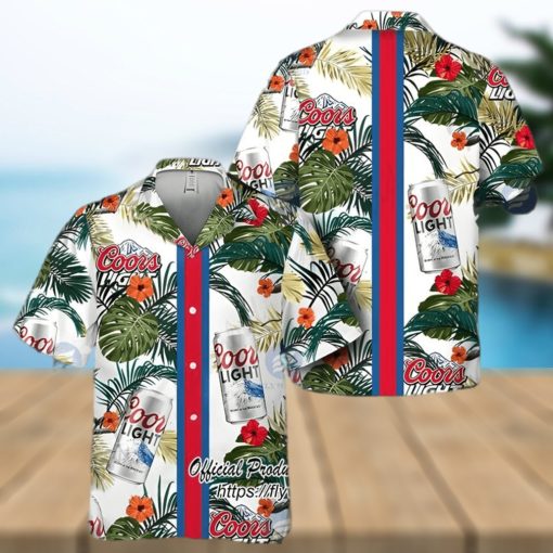 Coors Light Beer Red Stripe Aloha Hawaiian Shirt