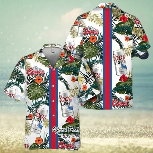 Coors Light Beer Red Stripe Aloha Hawaiian Shirt