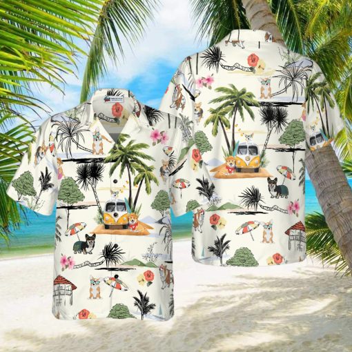 Corgi Hawaii Beach Hawaiian Shirt