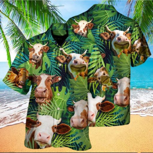 Cow Face Troll Funny Lover Cattle Tropical Style Hawaiian Shirt