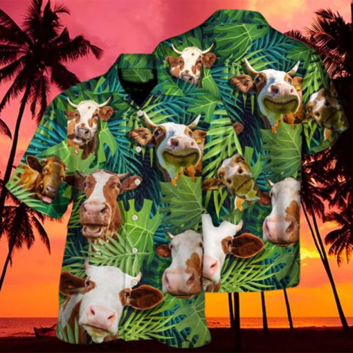 Cow Face Troll Funny Lover Cattle Tropical Style Hawaiian Shirt