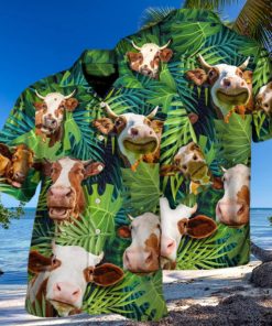 Cow Face Troll Funny Lover Cattle Tropical Style Hawaiian Shirt